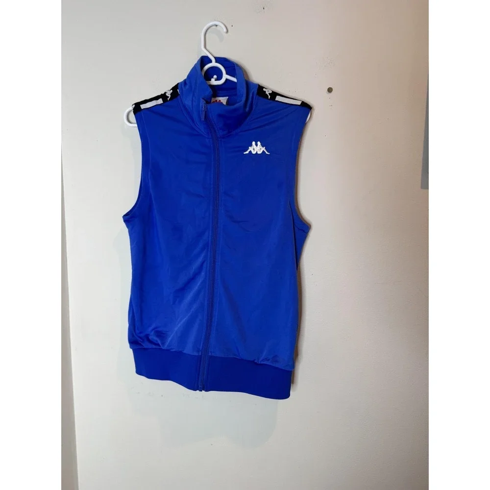 Kappa Jacket‎ Mens Small Blue Sleeveless Track Vest Full Zip Omini Logo Tape